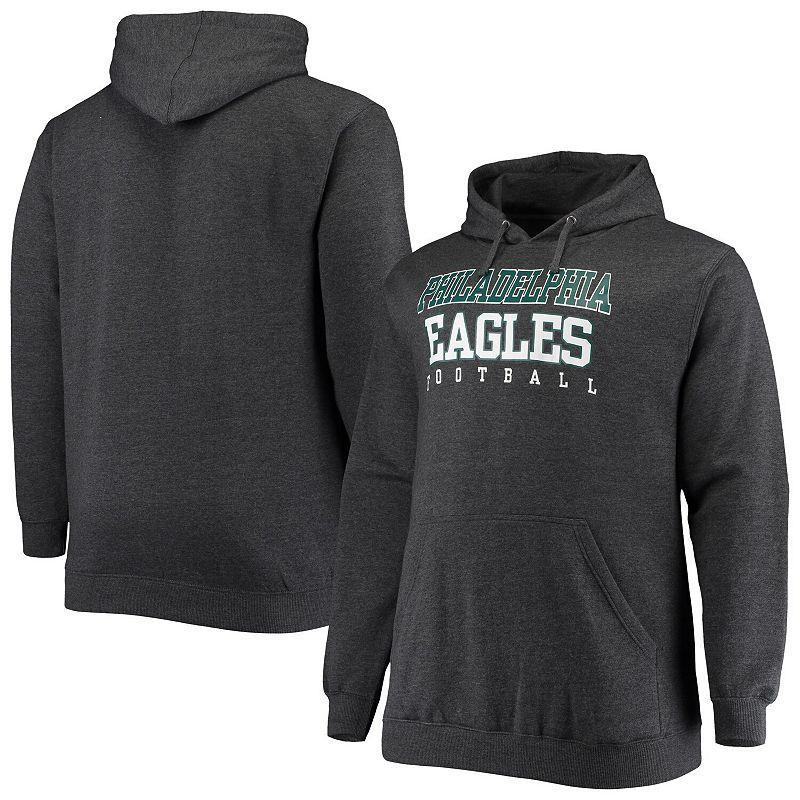 Mens Fanatics Branded Heathered Charcoal Philadelphia Eagles Big & Tall Practice Pullover Hoodie Grey Product Image