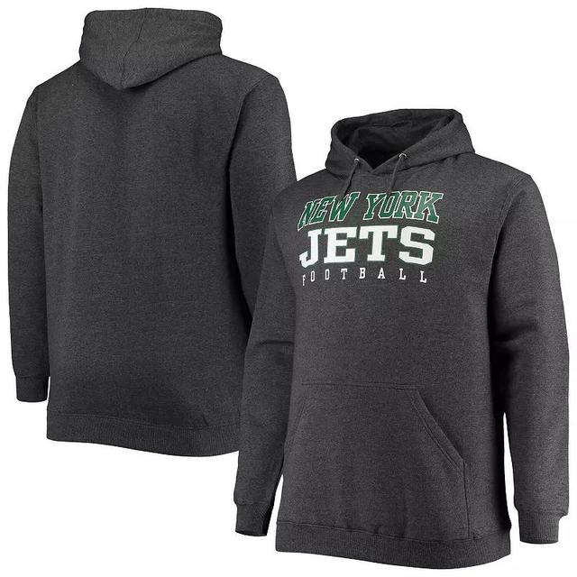 Men's Fanatics Branded Heathered Charcoal New York Jets Big & Tall Practice Pullover Hoodie Product Image