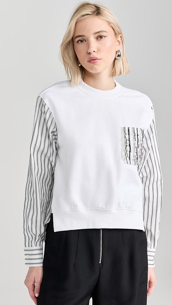 3.1 Phillip Lim Long Sleeve Striped Fringe Pocket Sweatshirt | Shopbop Product Image