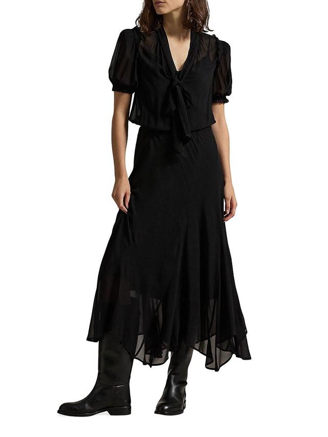 Womens Georgette Tieneck Blouson Maxi-Dress Product Image