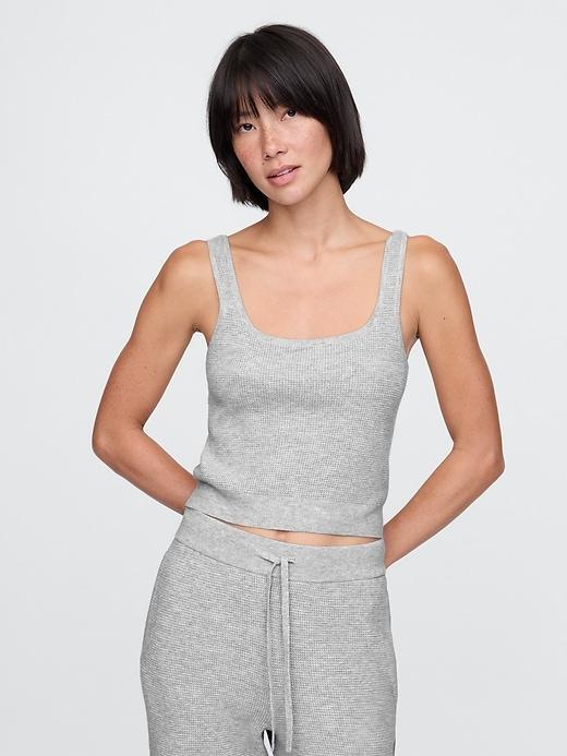 CashSoft Waffle PJ Cropped Tank Top Product Image