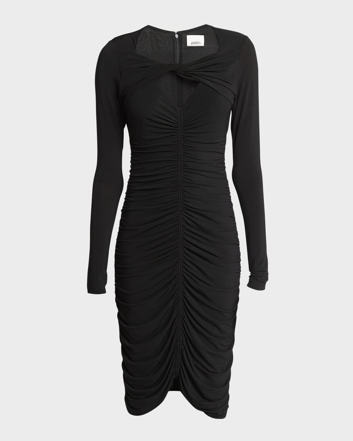 ISABEL MARANT Volgane Cutout Detail Long Sleeve Midi Dress In Black Product Image