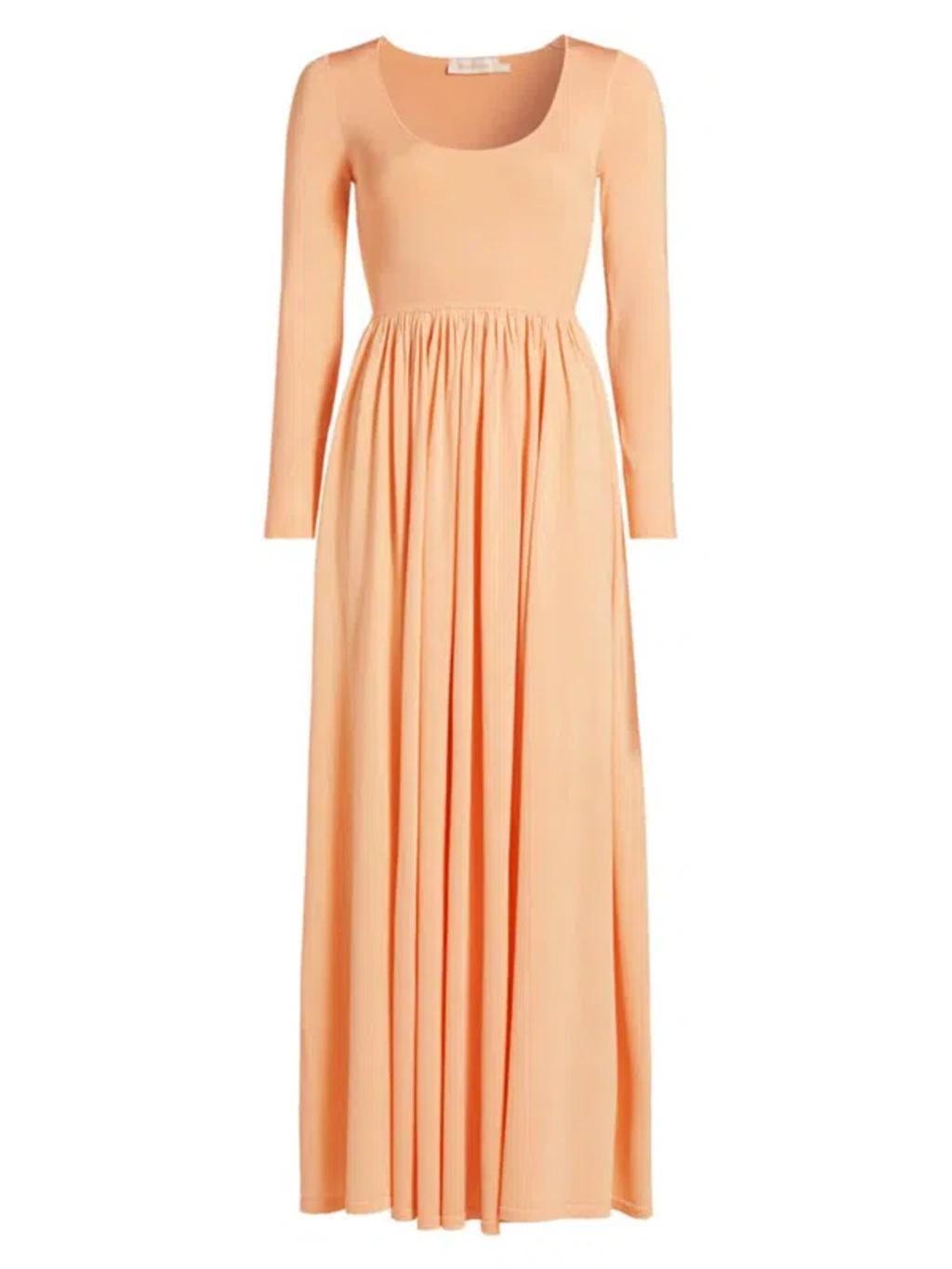 ZIMMERMANN Natura Pleated Maxi Dress In Peach Product Image