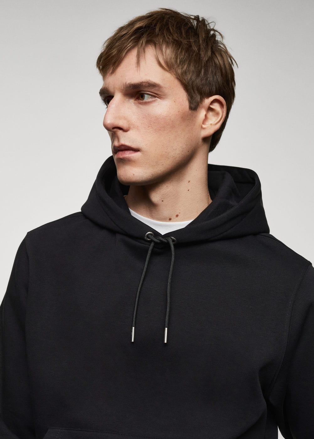 MANGO MAN - Cotton kangaroo-hooded sweatshirt blackMen Product Image