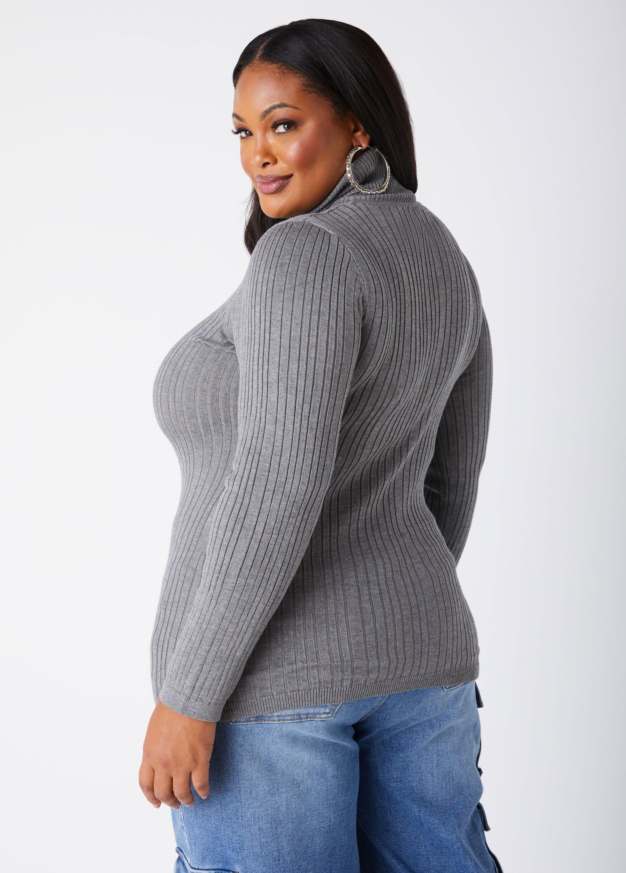 Plus Size Ribbed Turtleneck Pullover Sweater Ashley Stewart Product Image