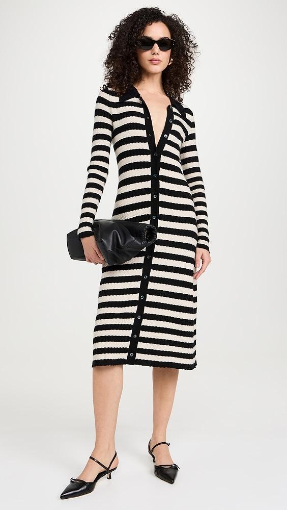 Lingua Franca Morrissey Textured Stripe Button-Thru Dress | Shopbop Product Image