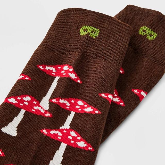 Pair of Thieves Mens Mushroom Print Cushion Crew Socks - Brown 6-12 Product Image