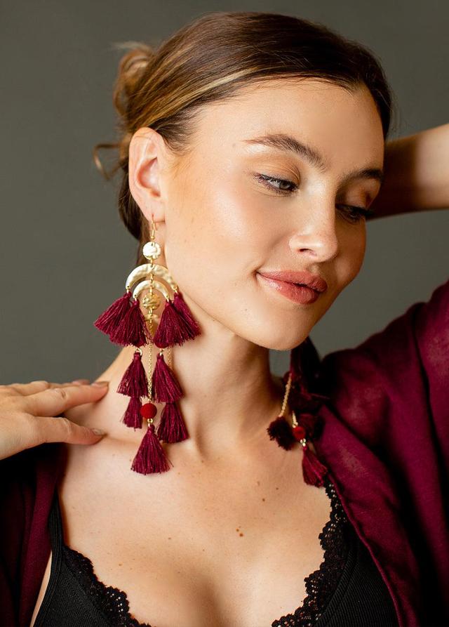 Pomla Earrings in Burgundy Product Image