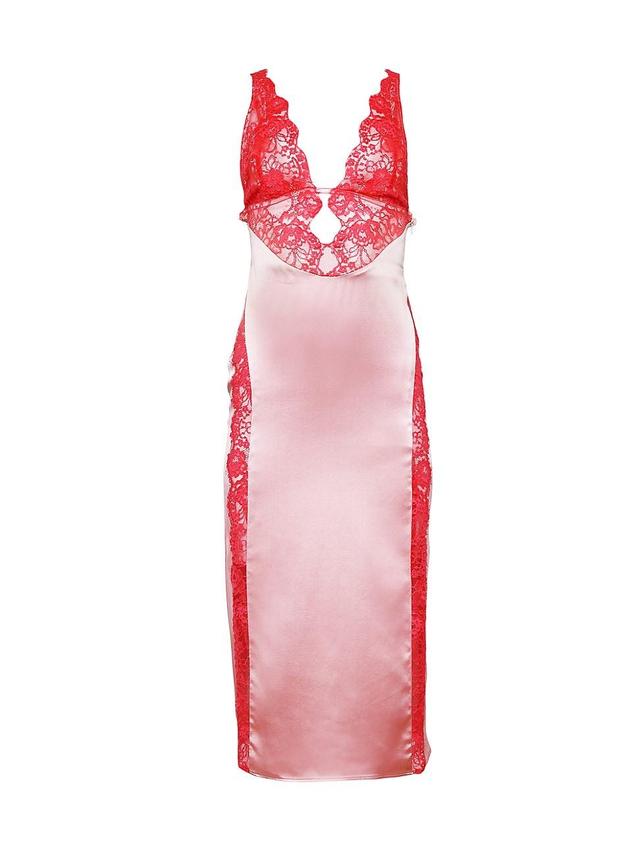 Womens Silk And Lace V-Neck Slip Dress Product Image