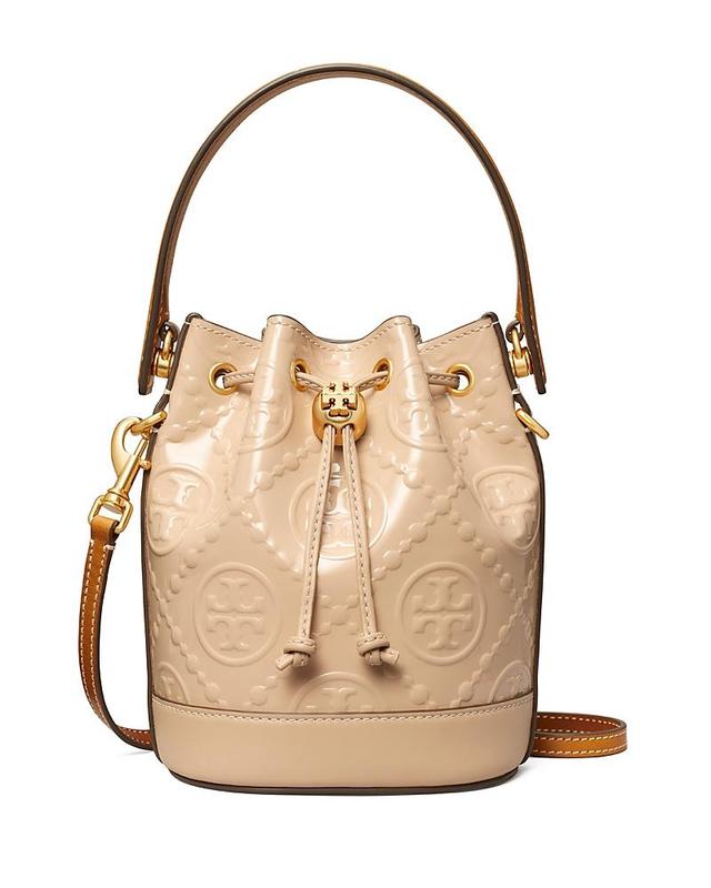 Womens Mini T Monogram Embossed Metallic Bucket Bag Product Image