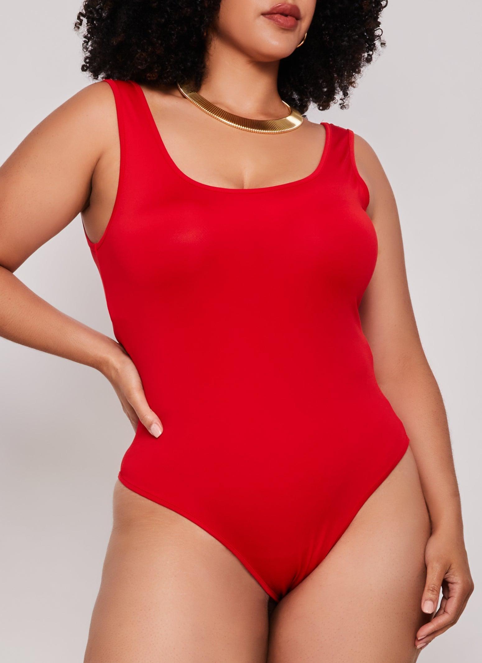 Womens Plus Size Daisy Scoop Neck Tank Bodysuit Product Image