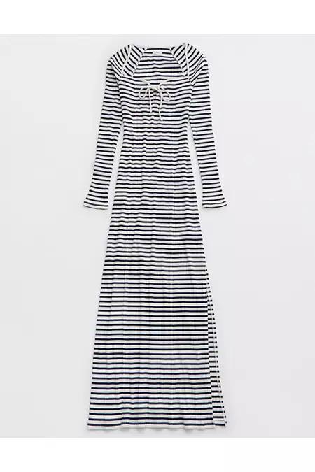 Aerie Long Sleeve Knit Tie Front Maxi Dress Women's Product Image