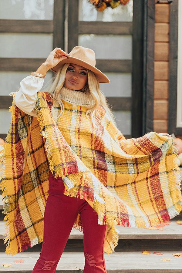 Pouring Cider Plaid Poncho Product Image