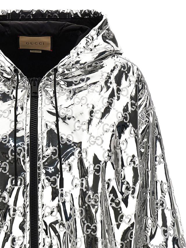 Viscose Blend Bomber Jacket In Silver Product Image