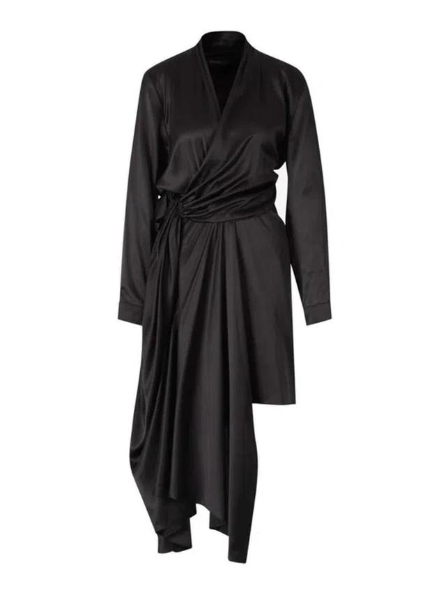 BALENCIAGA Draped Asymmetric Midi Dress In Black Product Image