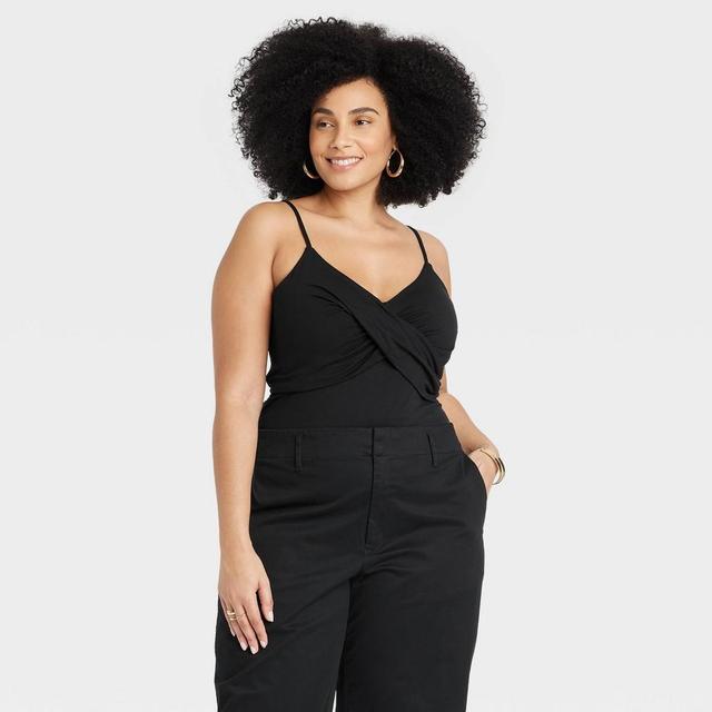 Womens Slim Fit Twist Bodysuit - A New Day Black XXL Product Image