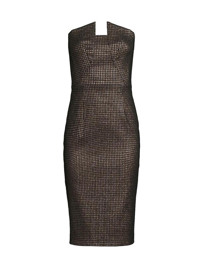 Womens Lena Houndstooth Strapless Midi-Dress Product Image