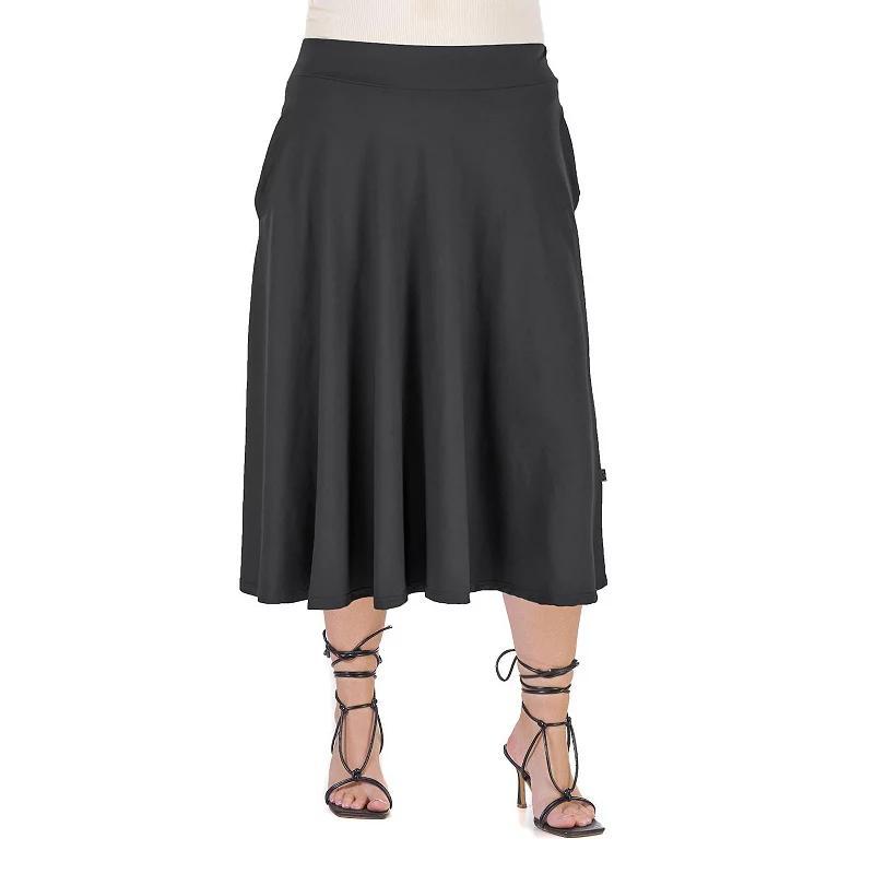 Plus Size 24seven Comfort Apparel Pleated Midi Skirt, Womens Product Image