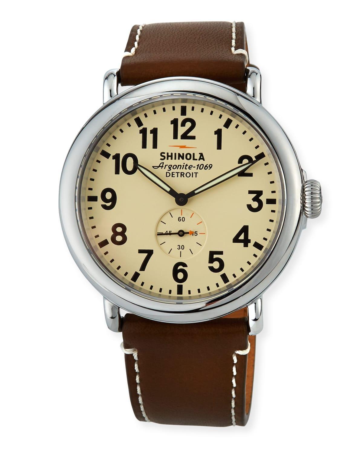 Mens 47mm Runwell Mens Watch, Cream/Dark Brown Product Image