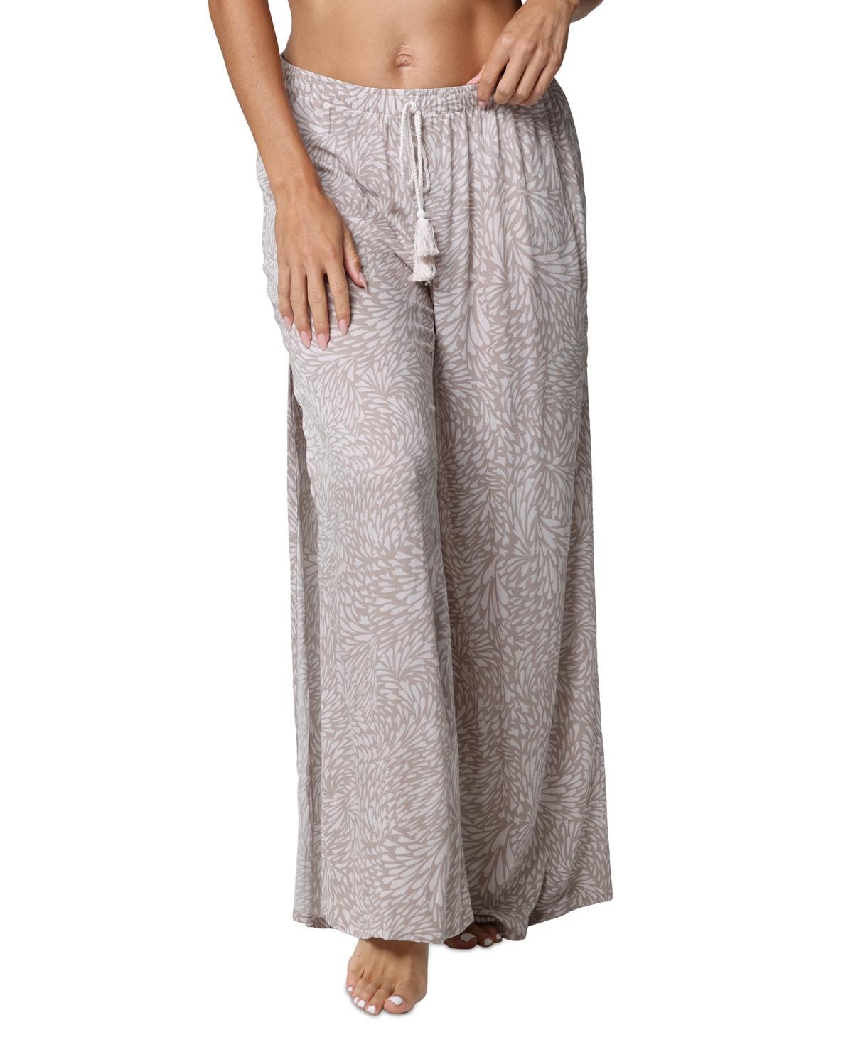 J Valdi Womens Fly Away Printed Split-Side Pants - Mauve Product Image