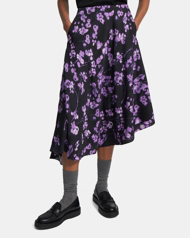 Asymmetrical Floral Silk Georgette Skirt Product Image