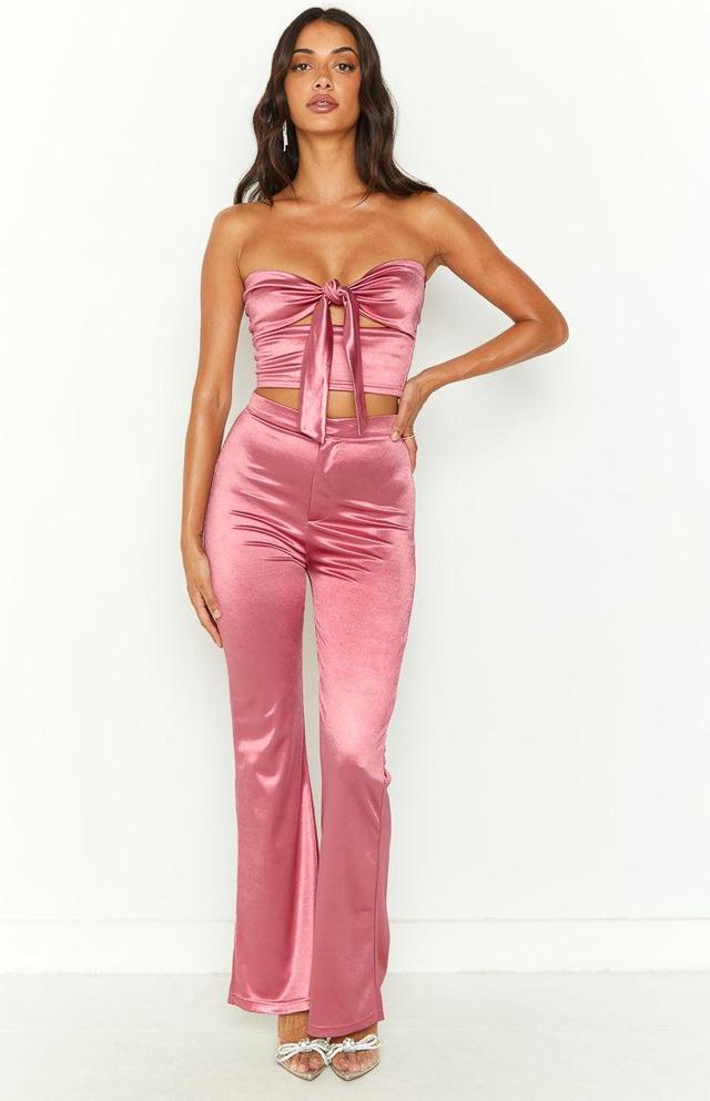 Indigo Pink High Waisted Flare Pants Product Image