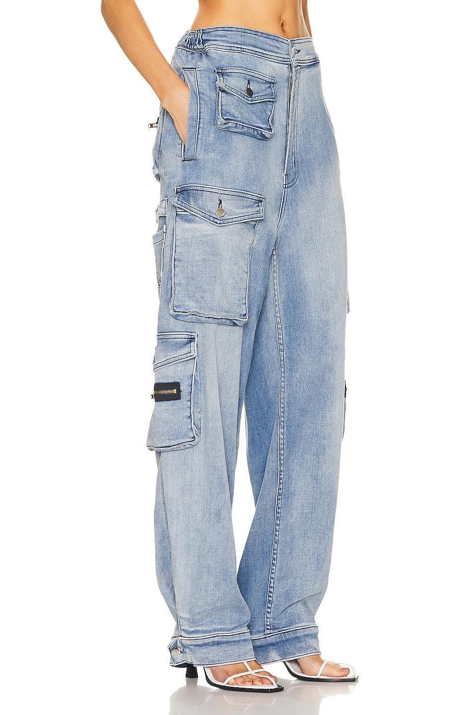 EB Denim Cargo Pants in Blue. Size L, XL, XS, XXS. Product Image