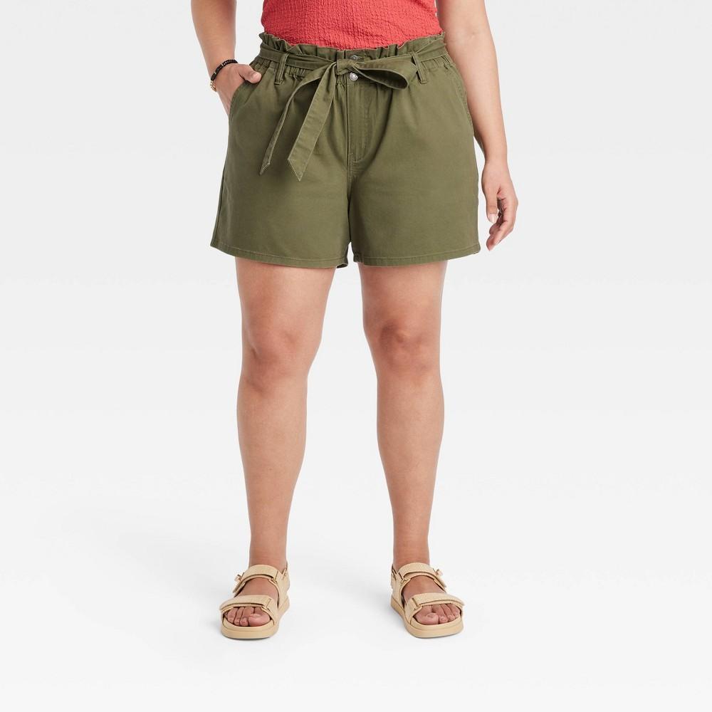 Womens High-Rise Pull-On Shorts - Ava & Viv Olive XXL Product Image