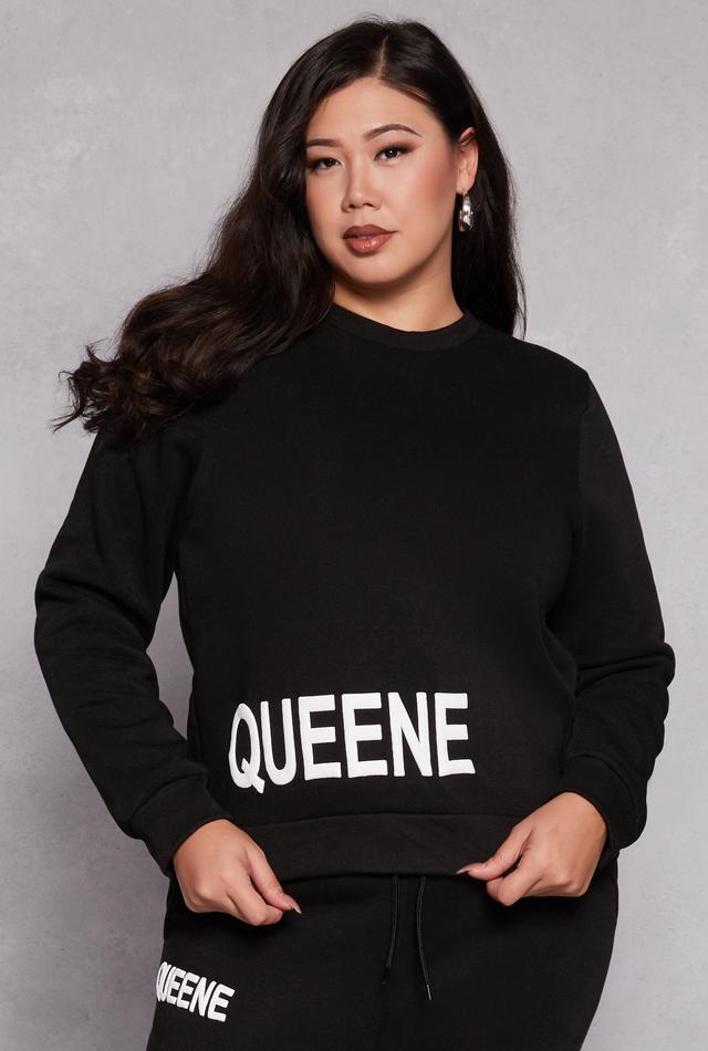 Womens Plus Size Queene Puff Print Fleece Lined Sweatshirt Product Image