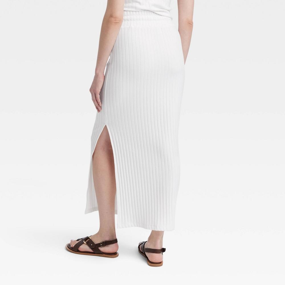 Womens Rib Knit Midi Skirt - Universal Thread White M Product Image