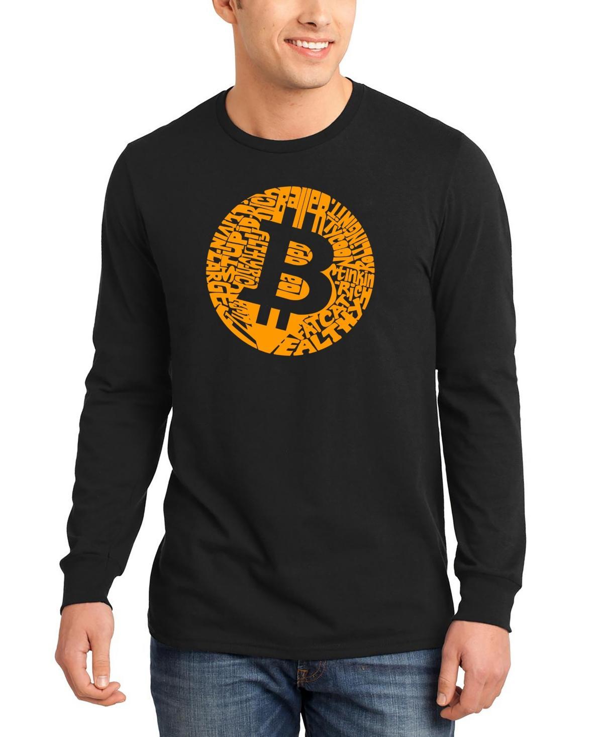 La Pop Art Mens Bitcoin Word Art Long Sleeve T-shirt Product Image