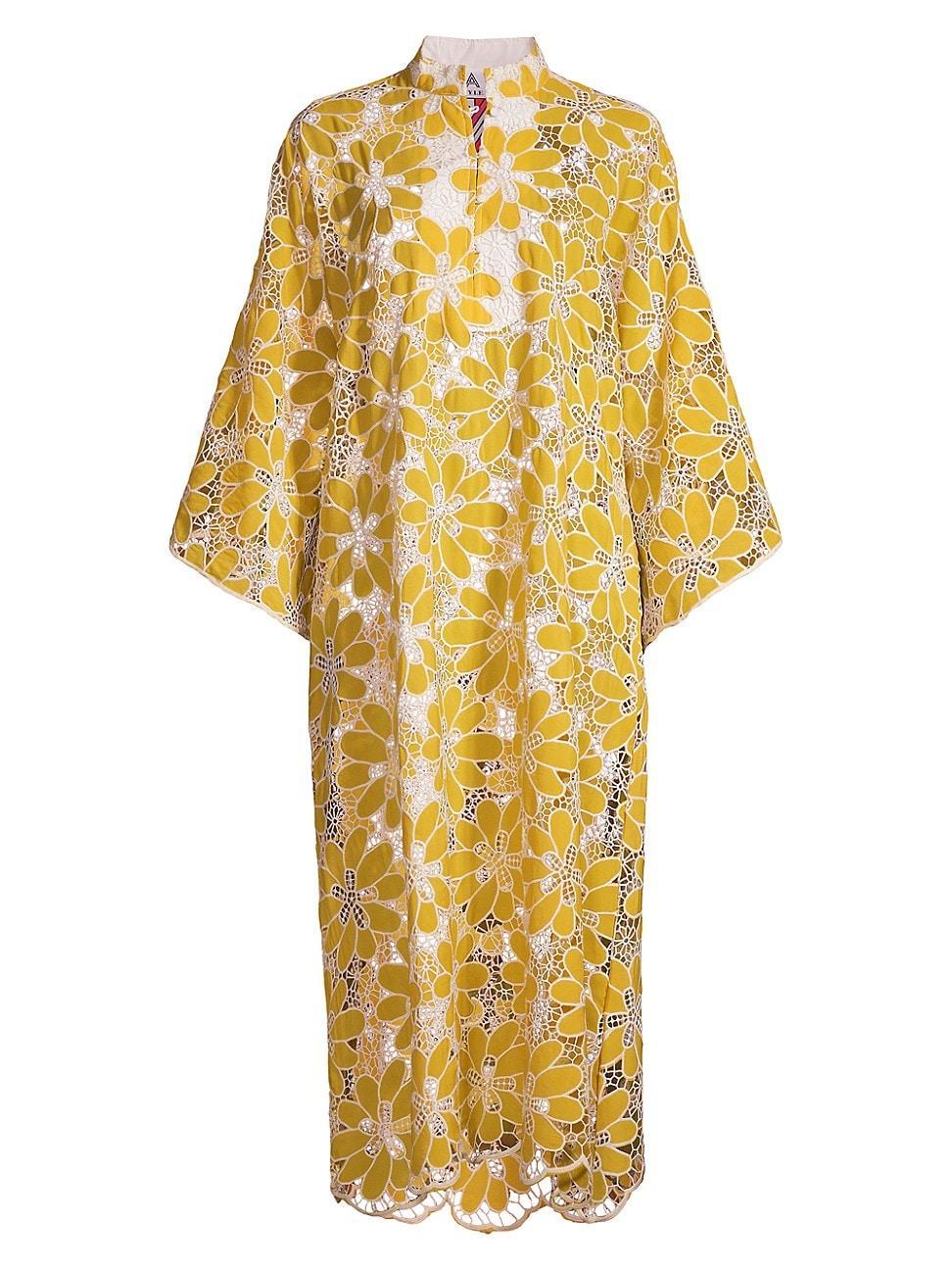 Womens Floral Appliqu Lace Maxi Caftan Product Image