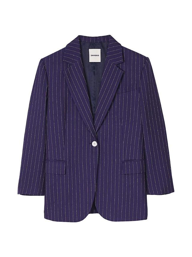 Sandro Pinstripe One Button Blazer Product Image