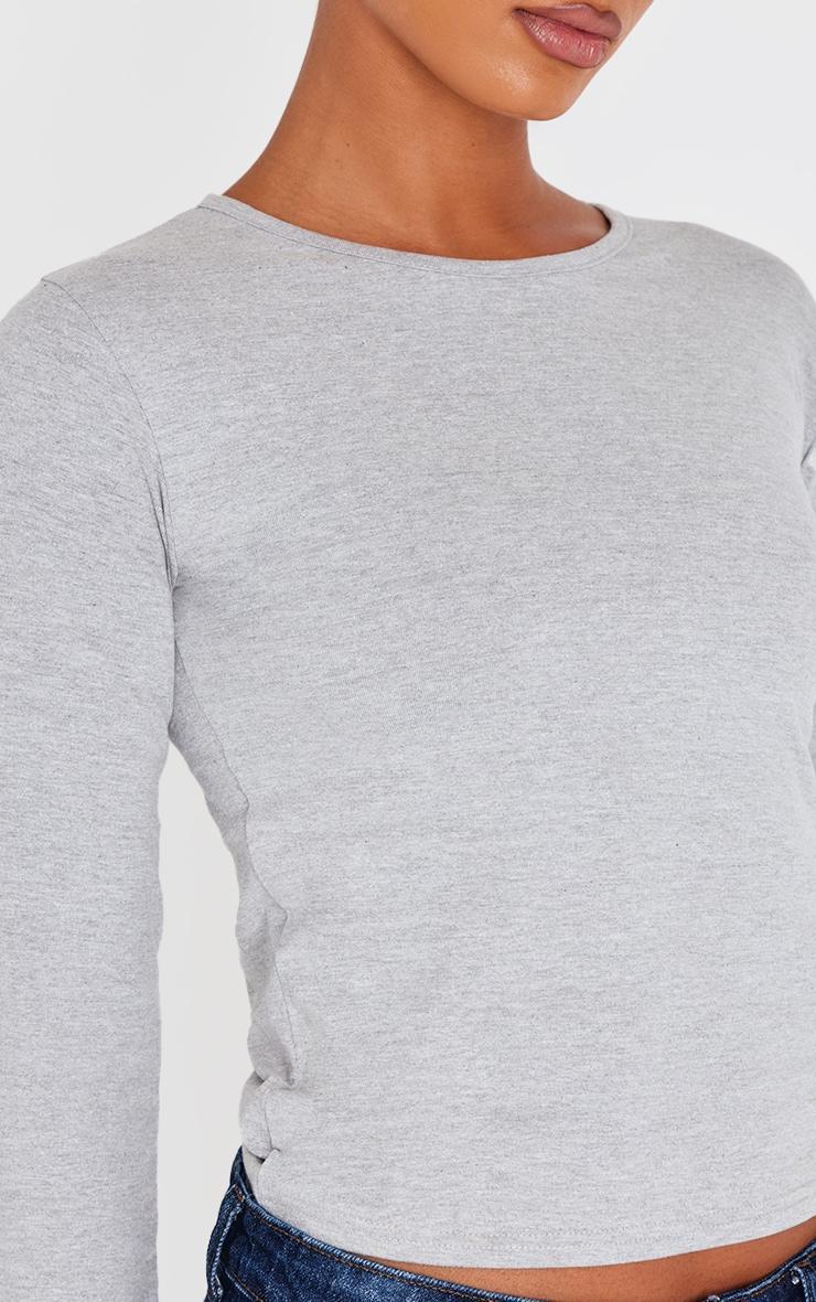 Ash Grey Premium Cotton Fitted Long Sleeve T-shirt Product Image