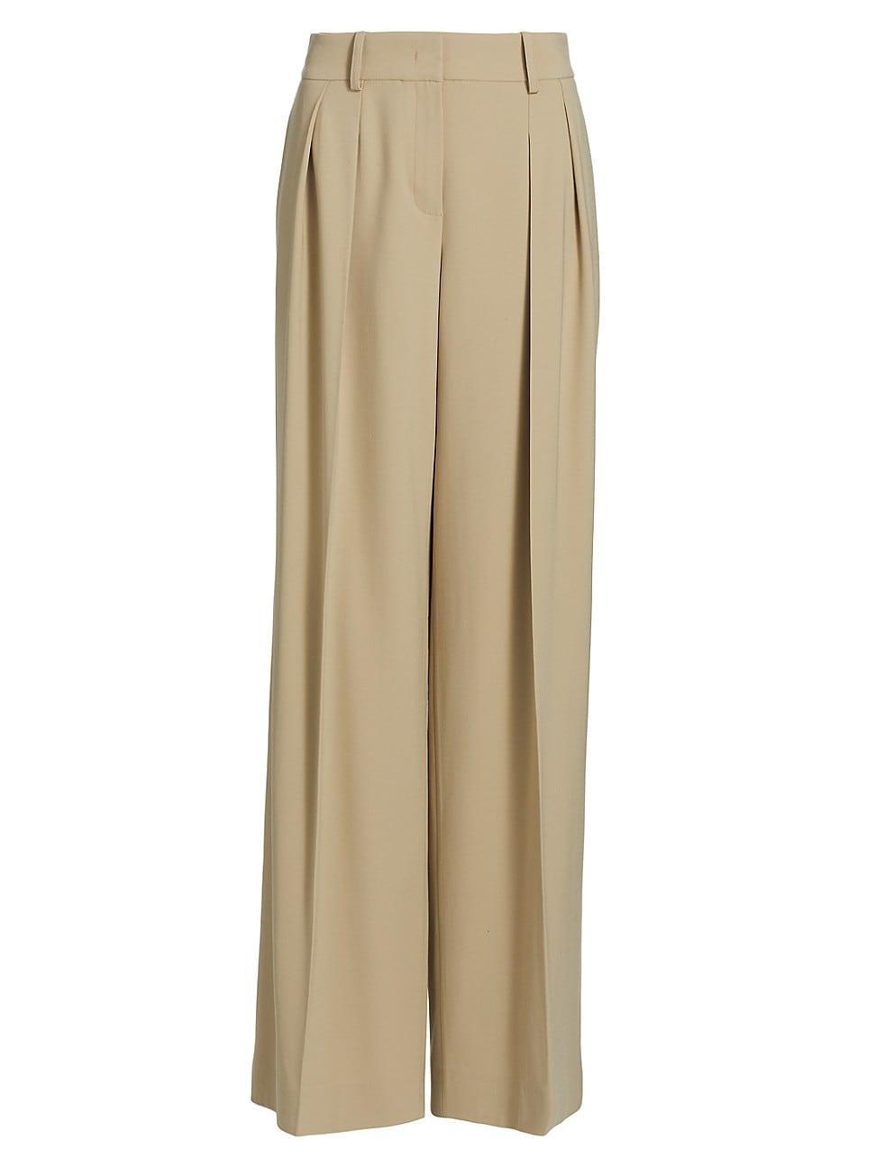 Womens Pleated Wool Slouch Trousers product image