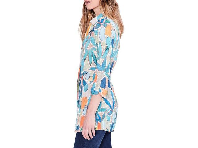 NIC+ZOE Petite Citrus Grove Long Crinkle Shirt Multi) Women's Clothing Product Image