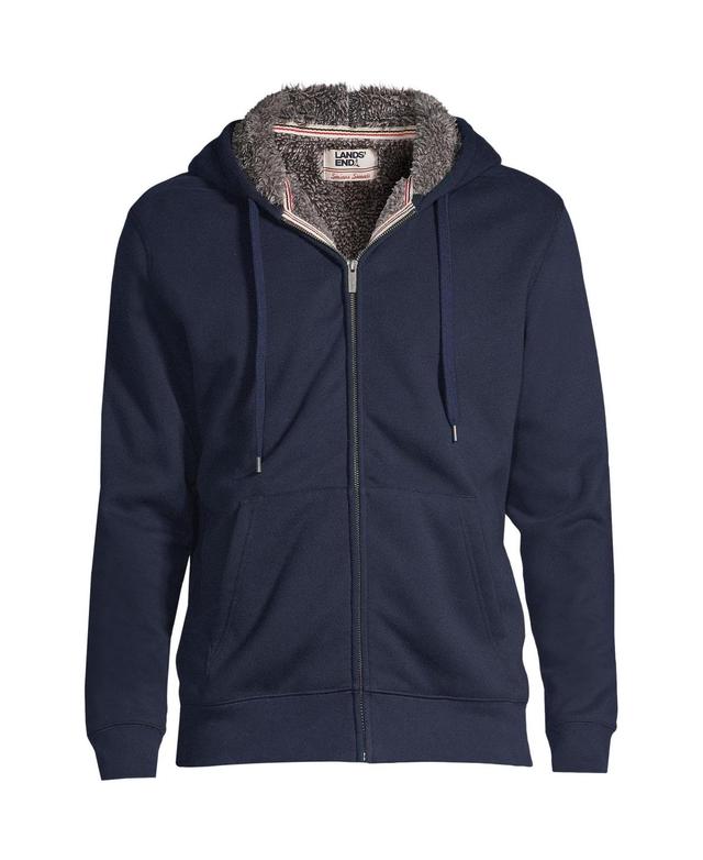 Big & Tall Lands End Serious Sweats Sherpa Fleece Full-Zip Hoodie, Mens Radiant Blue Product Image