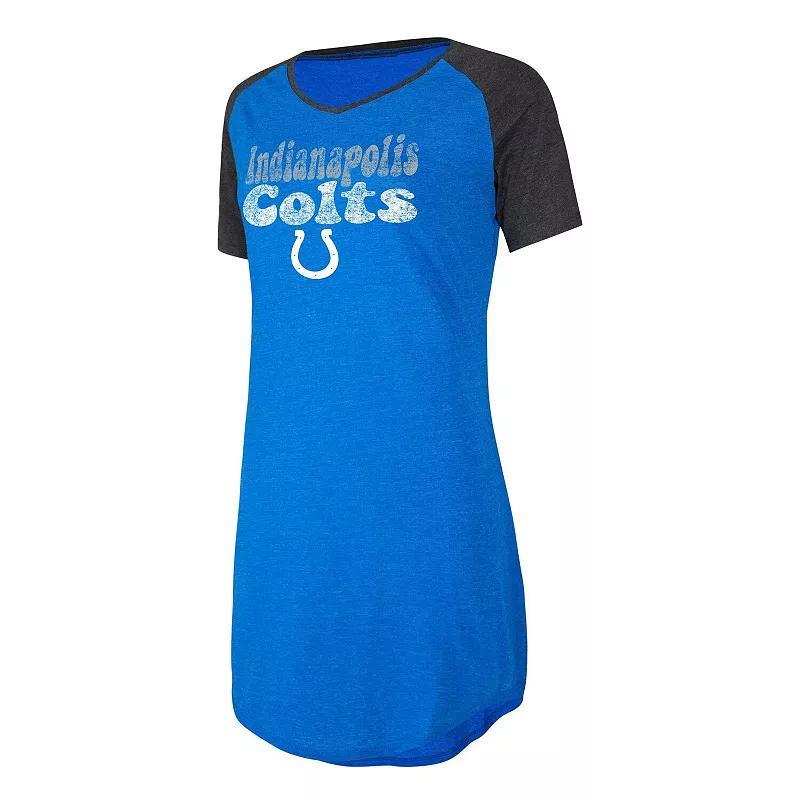 Womens Concepts Sport Royal/Black Indianapolis Colts Raglan V-Neck Nightshirt Product Image