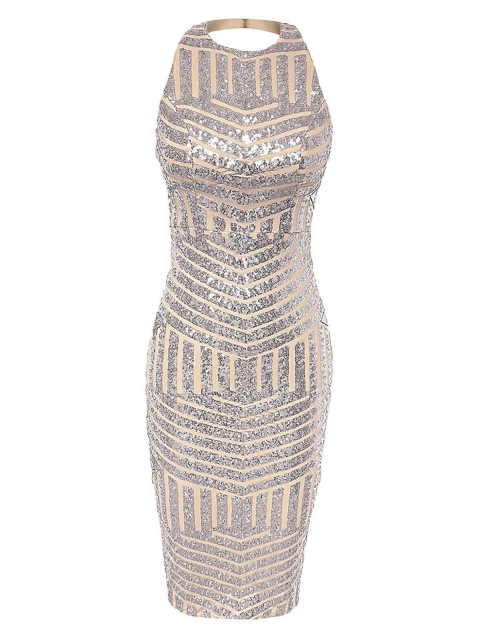 Womens Cleo Sequined Halterneck Midi Dress Product Image