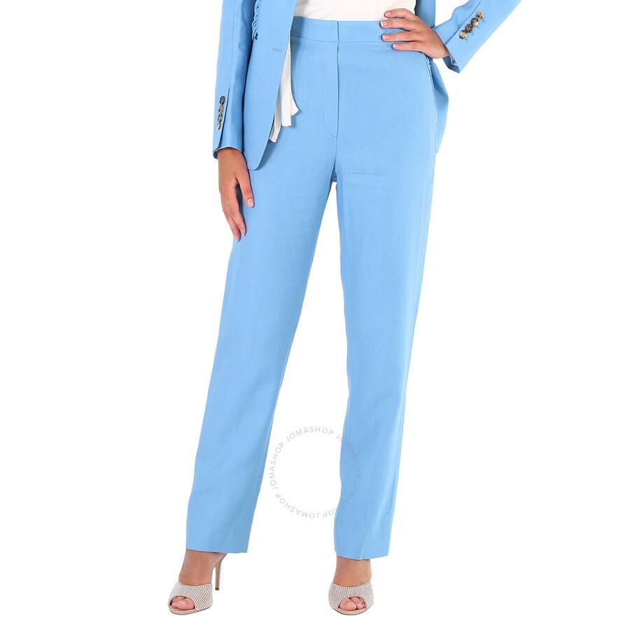 BURBERRY Ladies Blue Topaz Jersey Sash Detail Tailored Trousers Product Image