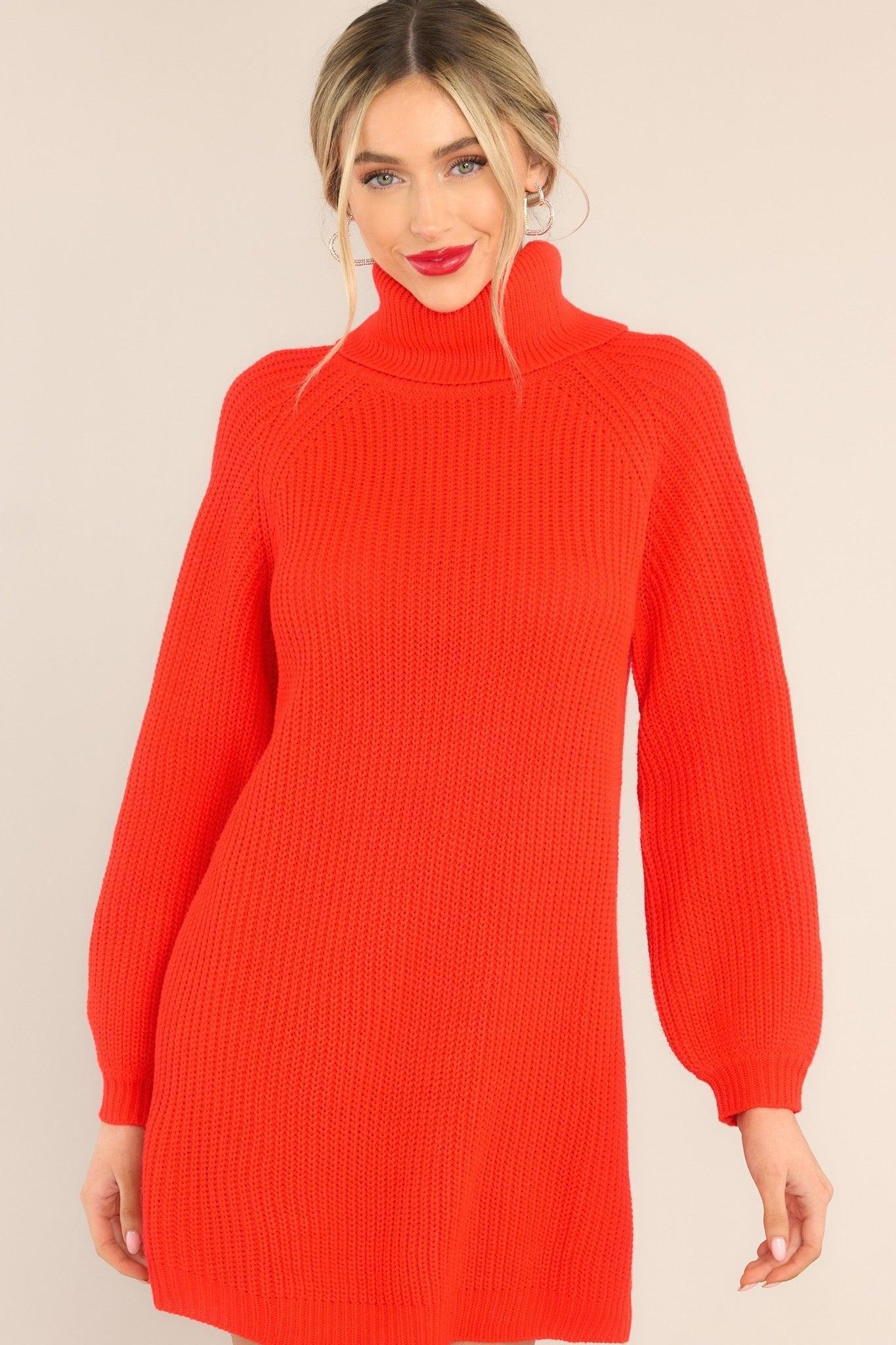 On My Way Up Red Sweater Dress Product Image