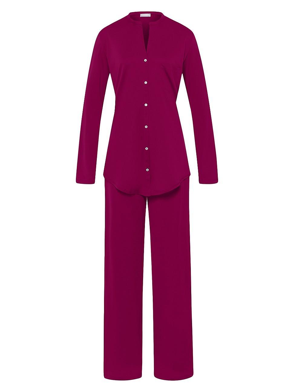 Womens 2-Piece Button-Front Long Pajama Set Product Image