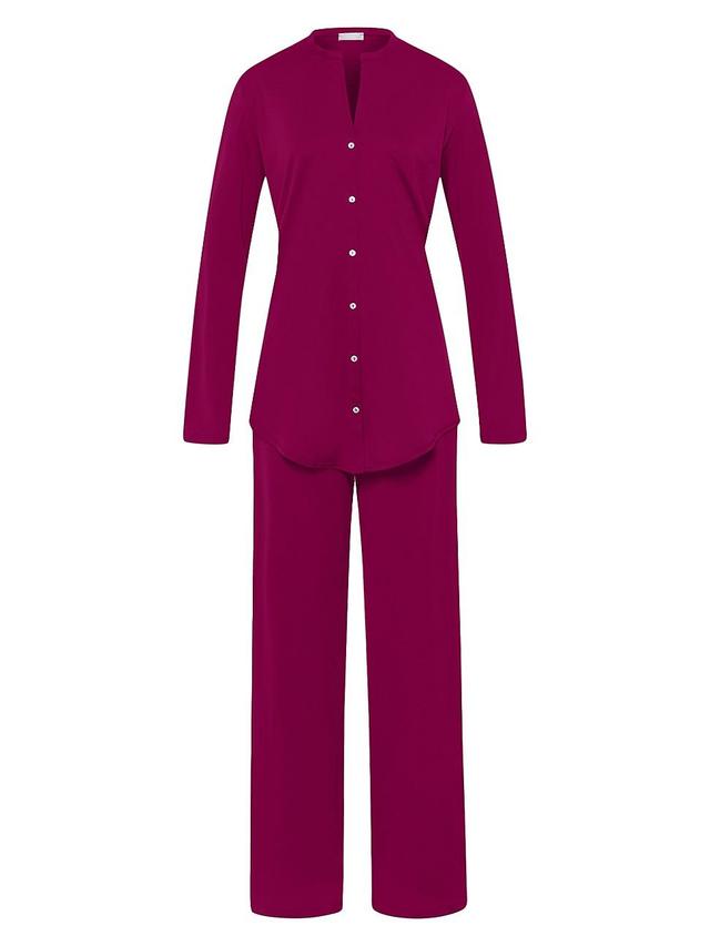 Womens 2-Piece Button-Front Long Pajama Set Product Image