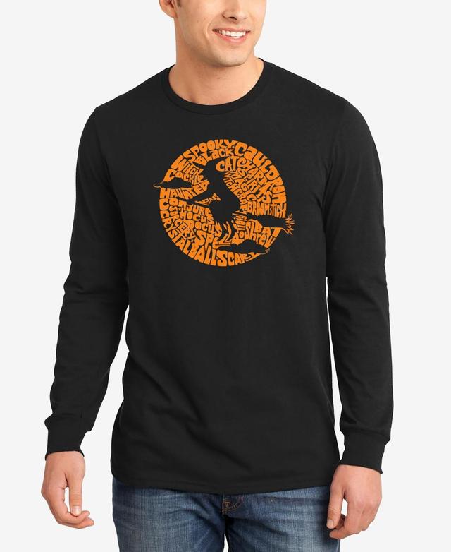 La Pop Art Mens Spooky Witch Word Art Long Sleeve T-shirt Product Image