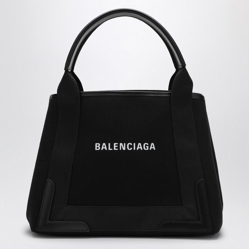 BALENCIAGA Small Black Cabas Bag In Canvas And Leather Product Image