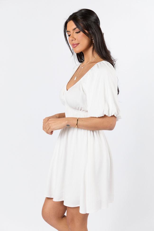 When In Paradise White Solid Mini Dress Product Image