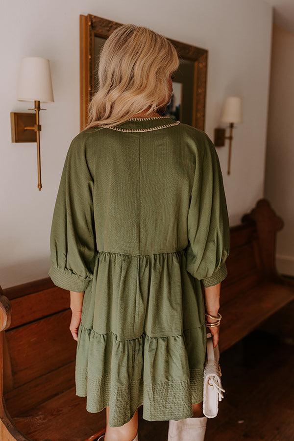 Dreamy Moment Mini Dress in Olive Product Image