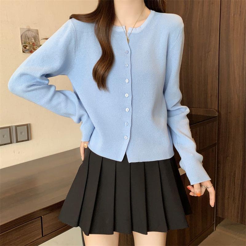 Plain Button-Up Cardigan Product Image