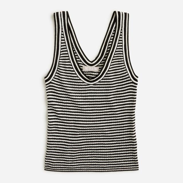 Merino-linen blend sweater-tank in stripe Product Image