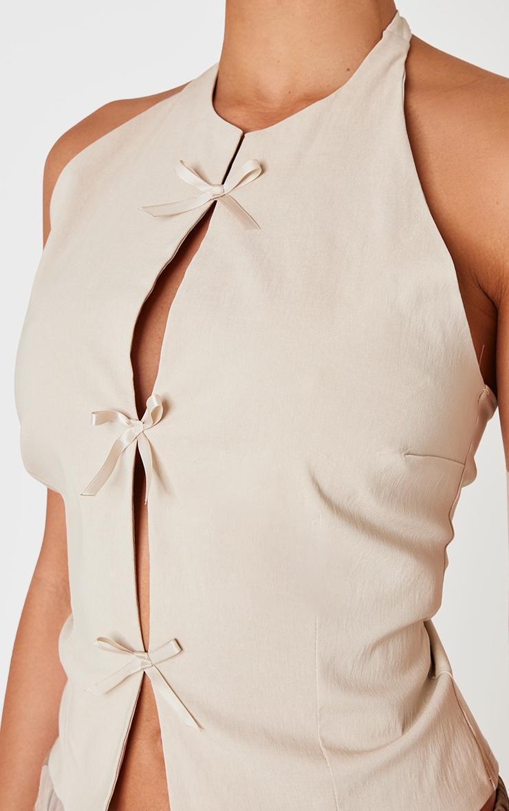 Beige Bow Detail Long Top Product Image